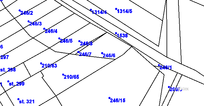 Parcela st. 246/6 v KÚ Stařeč, Katastrální mapa