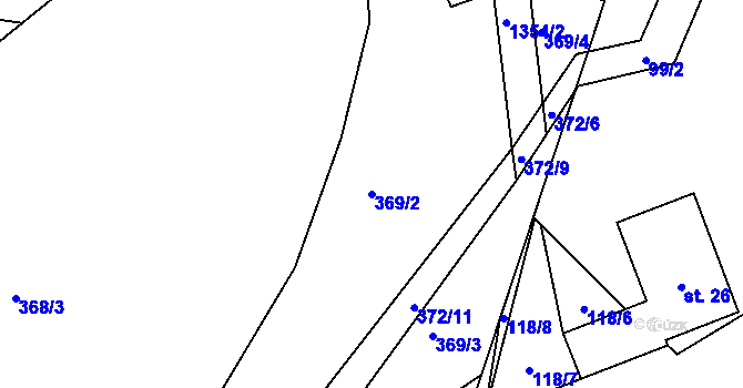 Parcela st. 369/2 v KÚ Stařeč, Katastrální mapa