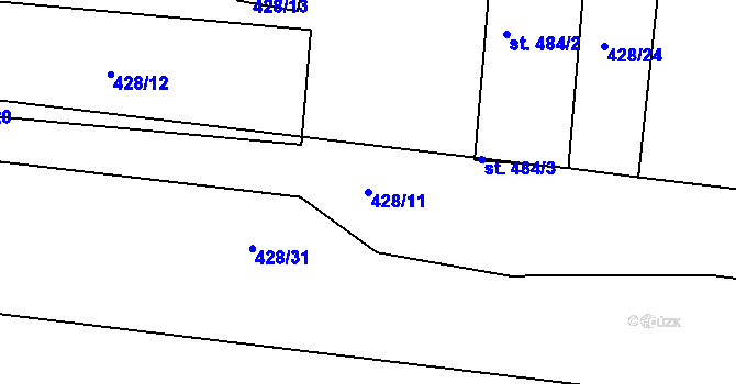 Parcela st. 428/11 v KÚ Stařeč, Katastrální mapa