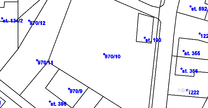 Parcela st. 970/10 v KÚ Stařeč, Katastrální mapa