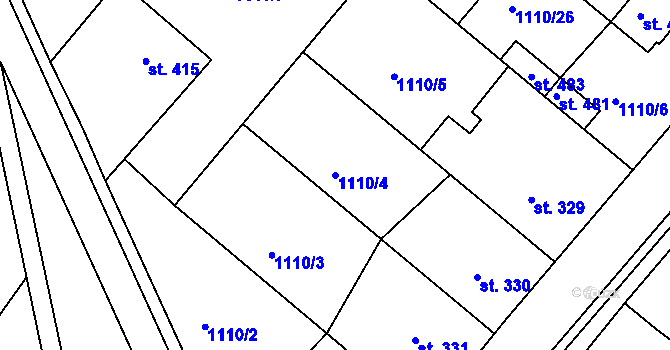 Parcela st. 1110/4 v KÚ Stařeč, Katastrální mapa