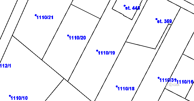 Parcela st. 1110/19 v KÚ Stařeč, Katastrální mapa