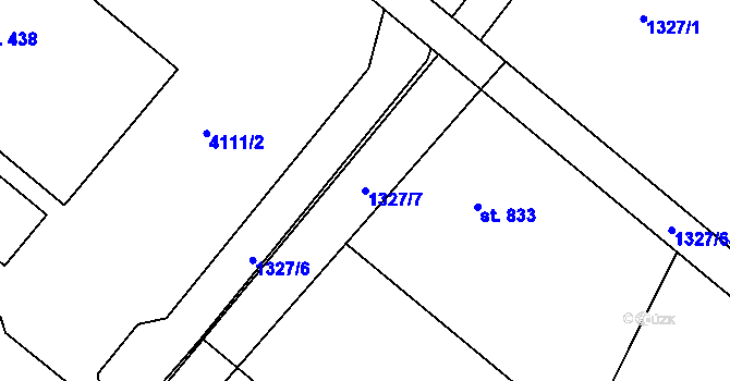 Parcela st. 1327/7 v KÚ Stařeč, Katastrální mapa