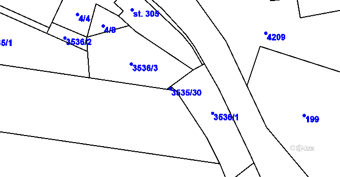 Parcela st. 3535/30 v KÚ Stařeč, Katastrální mapa
