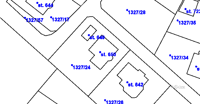 Parcela st. 650 v KÚ Stařeč, Katastrální mapa