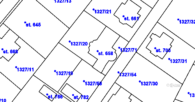 Parcela st. 658 v KÚ Stařeč, Katastrální mapa