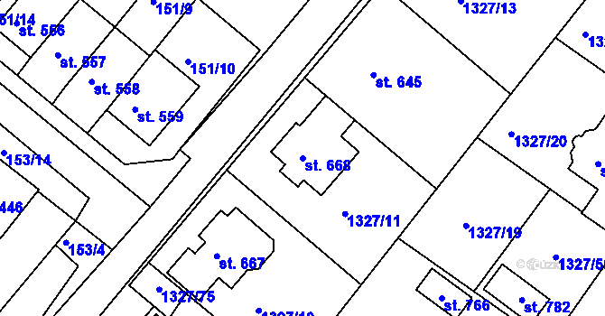 Parcela st. 668 v KÚ Stařeč, Katastrální mapa
