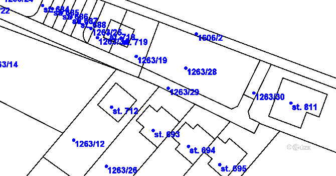 Parcela st. 1263/29 v KÚ Stařeč, Katastrální mapa