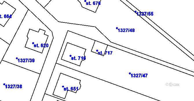 Parcela st. 717 v KÚ Stařeč, Katastrální mapa
