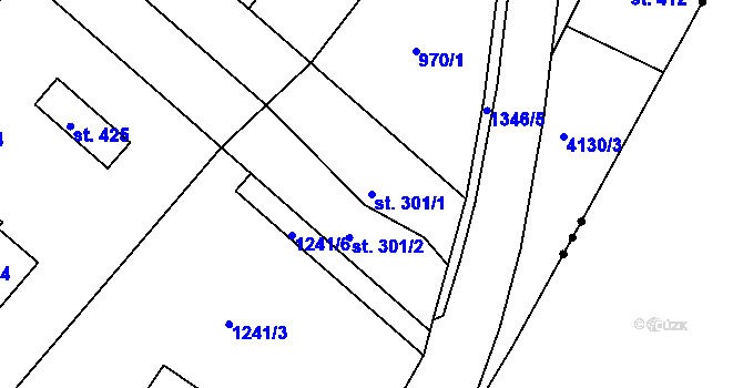 Parcela st. 301/1 v KÚ Stařeč, Katastrální mapa