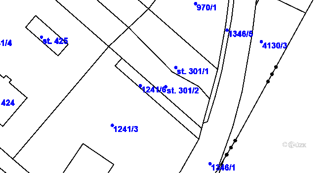 Parcela st. 301/2 v KÚ Stařeč, Katastrální mapa
