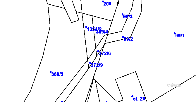 Parcela st. 372/6 v KÚ Stařeč, Katastrální mapa