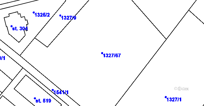 Parcela st. 1327/67 v KÚ Stařeč, Katastrální mapa