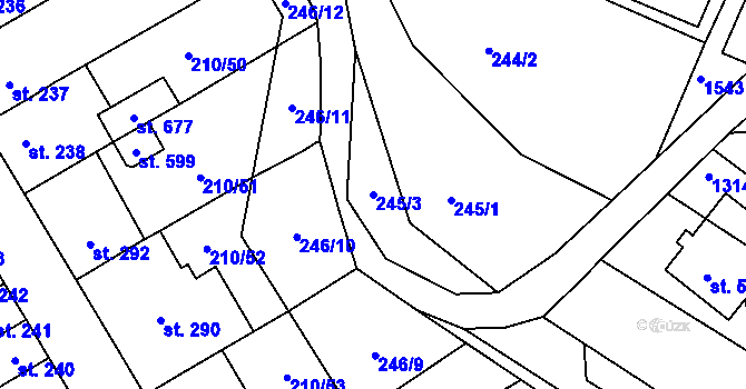 Parcela st. 245/3 v KÚ Stařeč, Katastrální mapa