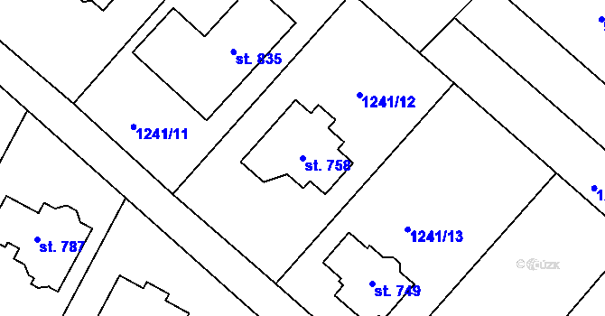 Parcela st. 758 v KÚ Stařeč, Katastrální mapa