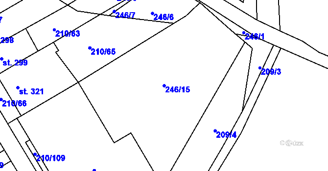 Parcela st. 246/15 v KÚ Stařeč, Katastrální mapa