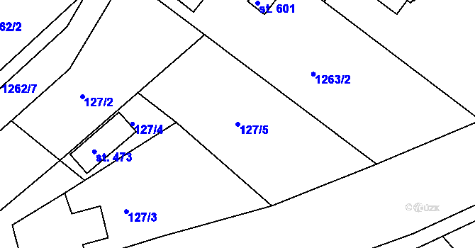 Parcela st. 127/5 v KÚ Stařeč, Katastrální mapa