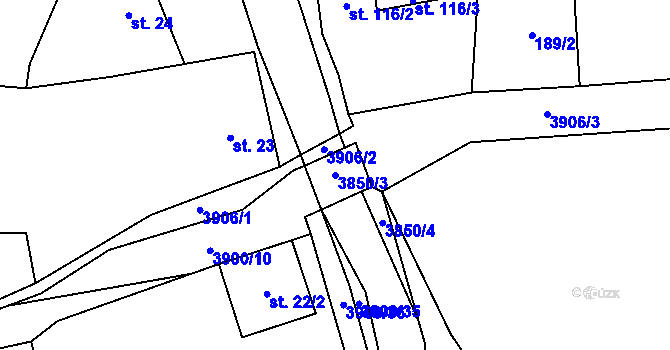 Parcela st. 3850/3 v KÚ Stařeč, Katastrální mapa