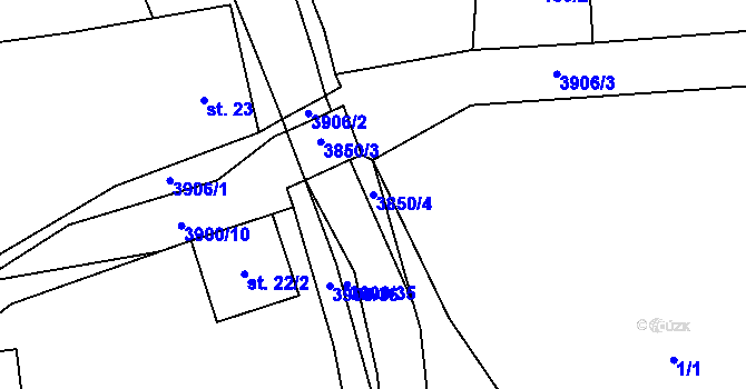 Parcela st. 3850/4 v KÚ Stařeč, Katastrální mapa