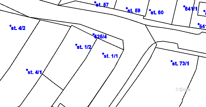 Parcela st. 1/1 v KÚ Stařechovice, Katastrální mapa