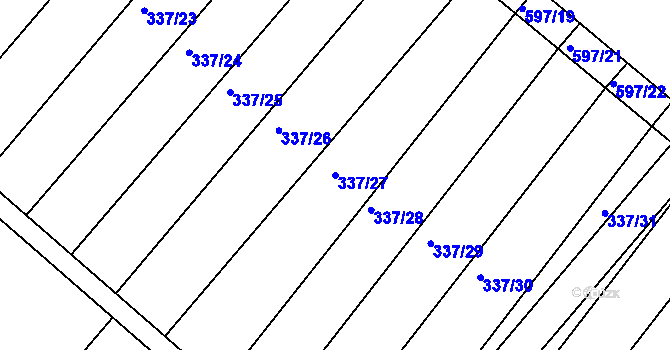 Parcela st. 337/27 v KÚ Stařechovice, Katastrální mapa