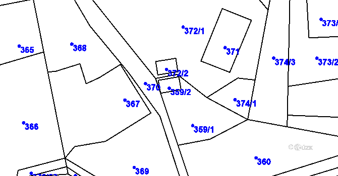 Parcela st. 359/2 v KÚ Staříč, Katastrální mapa