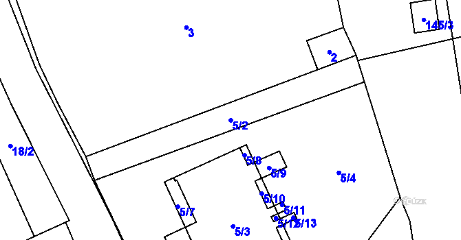 Parcela st. 5/2 v KÚ Staříč, Katastrální mapa