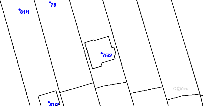 Parcela st. 75/2 v KÚ Staříč, Katastrální mapa
