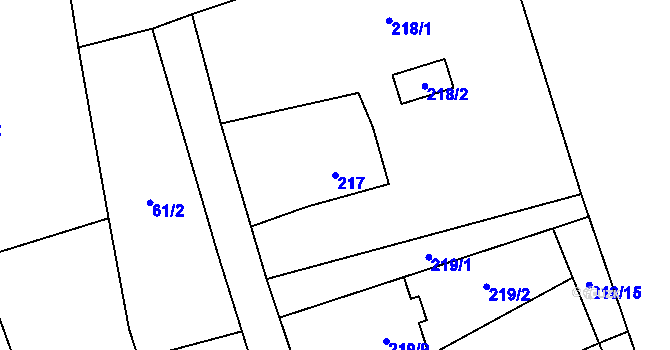 Parcela st. 217 v KÚ Staříč, Katastrální mapa