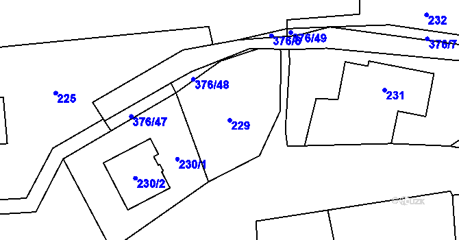 Parcela st. 229 v KÚ Staříč, Katastrální mapa