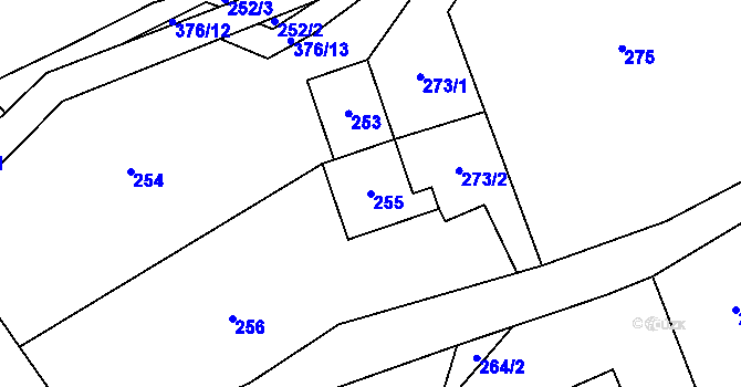 Parcela st. 255 v KÚ Staříč, Katastrální mapa