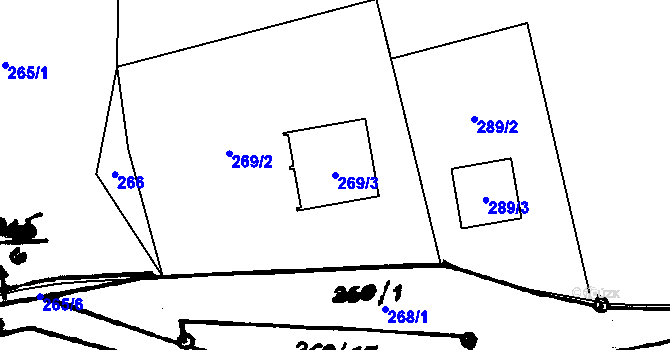 Parcela st. 269/3 v KÚ Staříč, Katastrální mapa