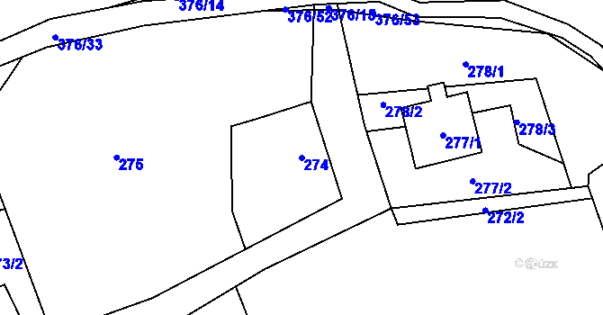 Parcela st. 274 v KÚ Staříč, Katastrální mapa