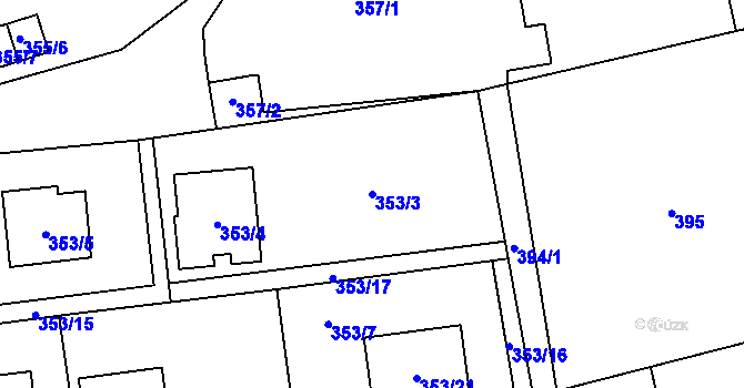 Parcela st. 353/3 v KÚ Staříč, Katastrální mapa