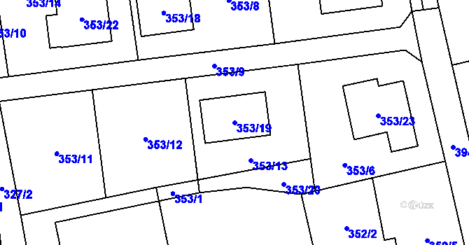 Parcela st. 353/19 v KÚ Staříč, Katastrální mapa