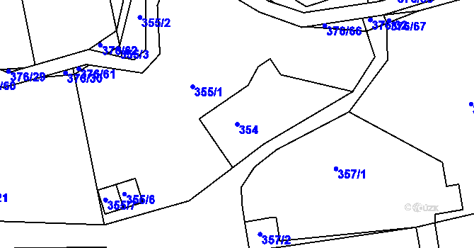 Parcela st. 354 v KÚ Staříč, Katastrální mapa