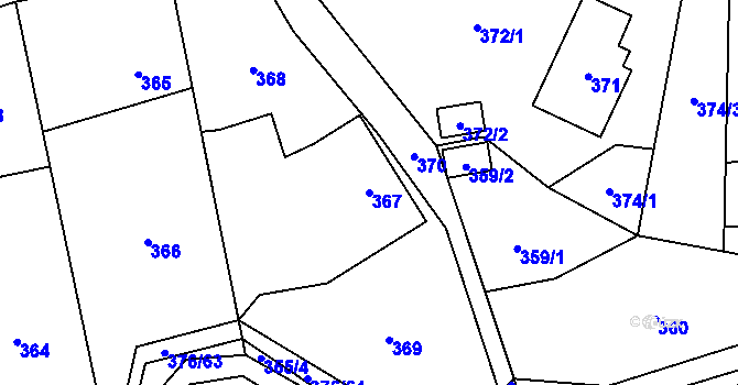 Parcela st. 367 v KÚ Staříč, Katastrální mapa