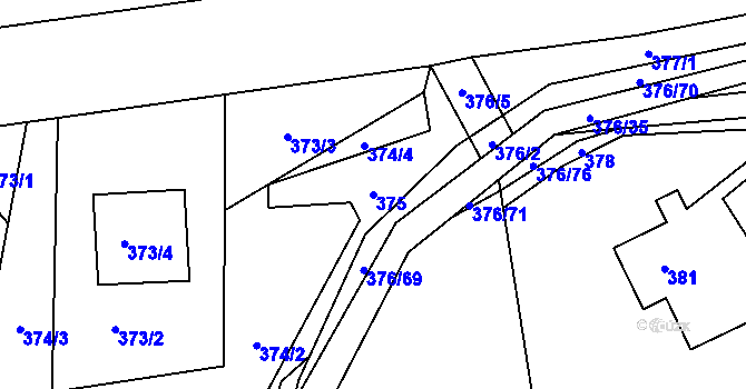 Parcela st. 375 v KÚ Staříč, Katastrální mapa