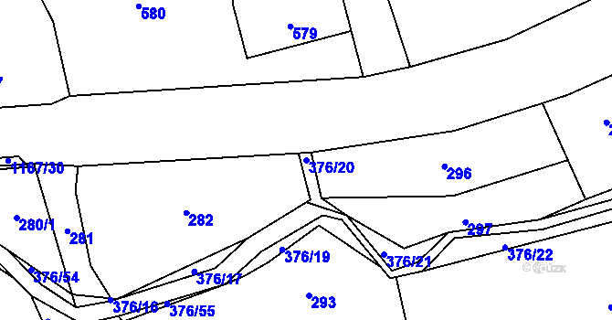 Parcela st. 376/20 v KÚ Staříč, Katastrální mapa