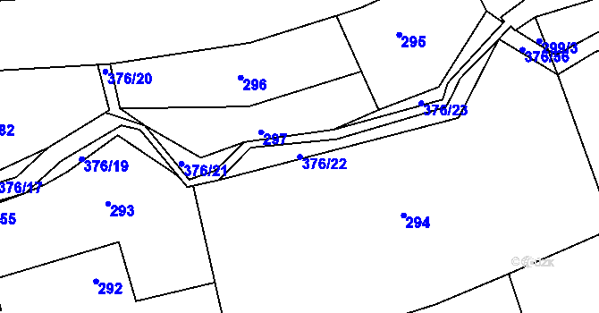 Parcela st. 376/22 v KÚ Staříč, Katastrální mapa