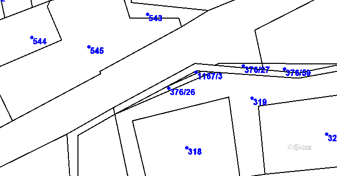 Parcela st. 376/26 v KÚ Staříč, Katastrální mapa