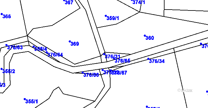Parcela st. 376/31 v KÚ Staříč, Katastrální mapa