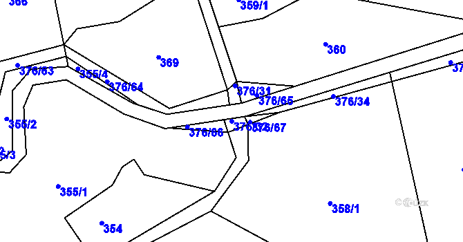 Parcela st. 376/32 v KÚ Staříč, Katastrální mapa