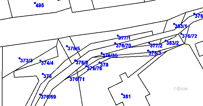 Parcela st. 376/35 v KÚ Staříč, Katastrální mapa