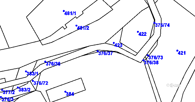 Parcela st. 376/37 v KÚ Staříč, Katastrální mapa