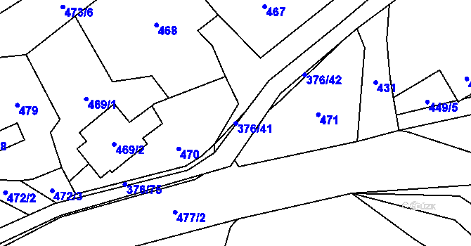 Parcela st. 376/41 v KÚ Staříč, Katastrální mapa