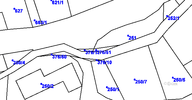 Parcela st. 376/51 v KÚ Staříč, Katastrální mapa