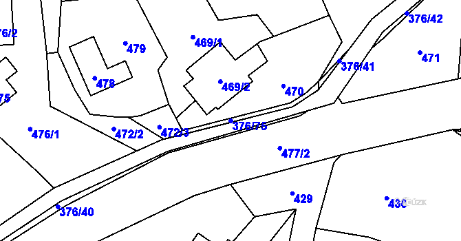 Parcela st. 376/75 v KÚ Staříč, Katastrální mapa