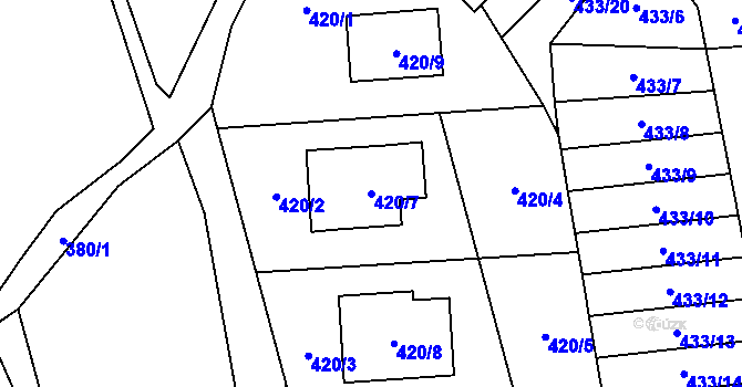 Parcela st. 420/7 v KÚ Staříč, Katastrální mapa