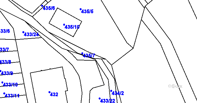 Parcela st. 435/1 v KÚ Staříč, Katastrální mapa